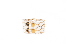 Load image into Gallery viewer, Scalloped In Cream And Taupe Leather Cuff - FINAL SALE
