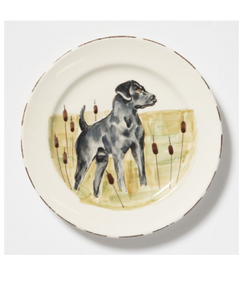 Vietri Wildlife Black Hunting Dog Salad Plate