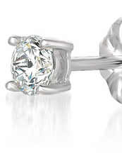 Load image into Gallery viewer, Close up Crislu Round Solitaire Brilliant Stud Earrings Pure Platinum Finish
