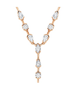 Crislu Lavish Y-Shaped CZ Necklace Finished in 18kt Rose Gold