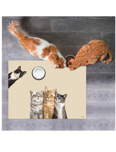 Feline Friends Three Cats Plus One Vinyl Floorcloth