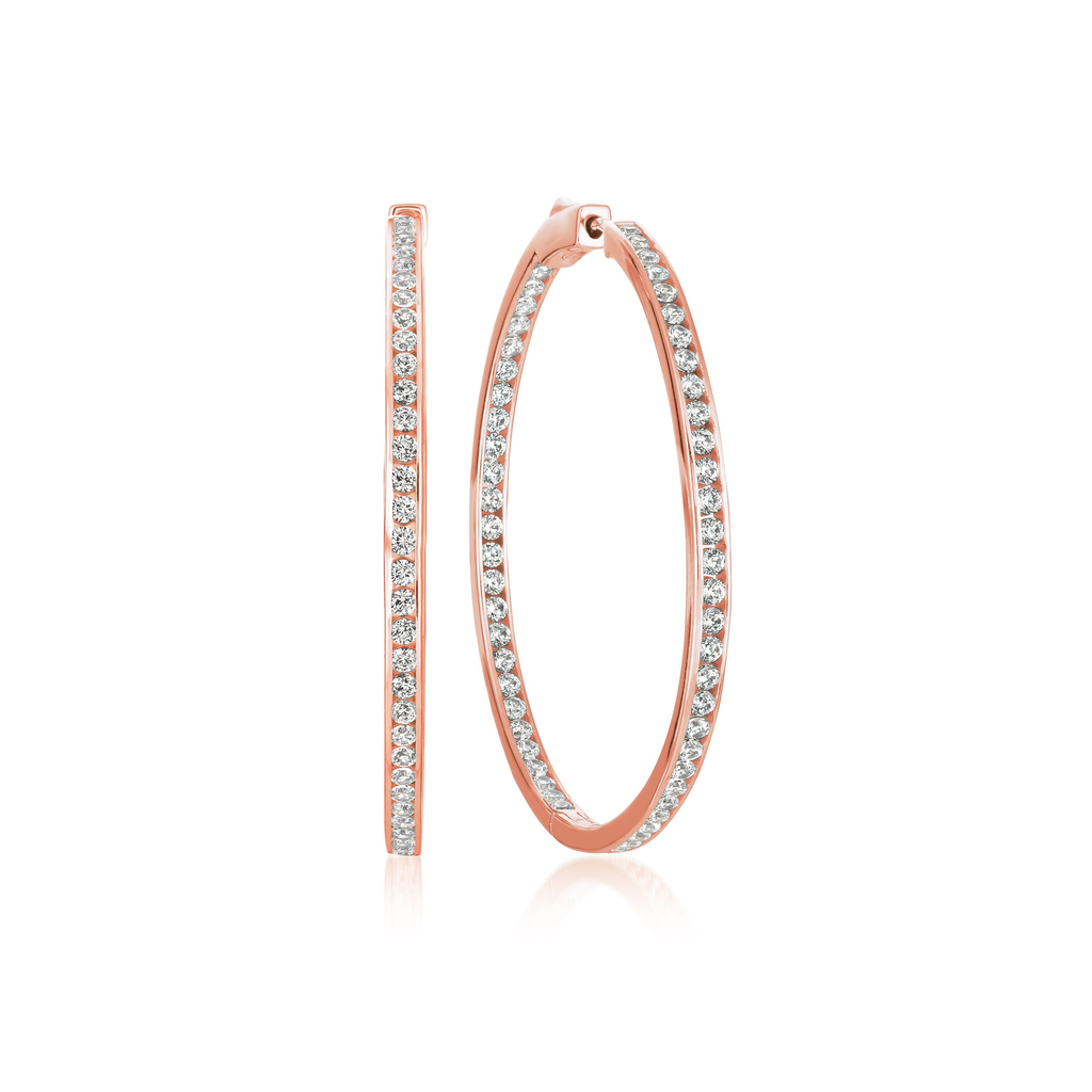 Crislu Classic Inside Out Hoop Earrings Finished in 18KT Rose Gold - 1.3