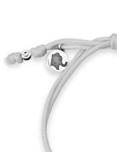 Load image into Gallery viewer, Dune Jewelry Touch the World Grey Cord Bracelet - Gray Elephant Jingle Shell
