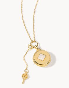 Round Locket Slide Necklace 28” Pearlescent Diamond
