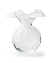 Load image into Gallery viewer, Clear Hibiscus Glass Medium Fluted Vase
