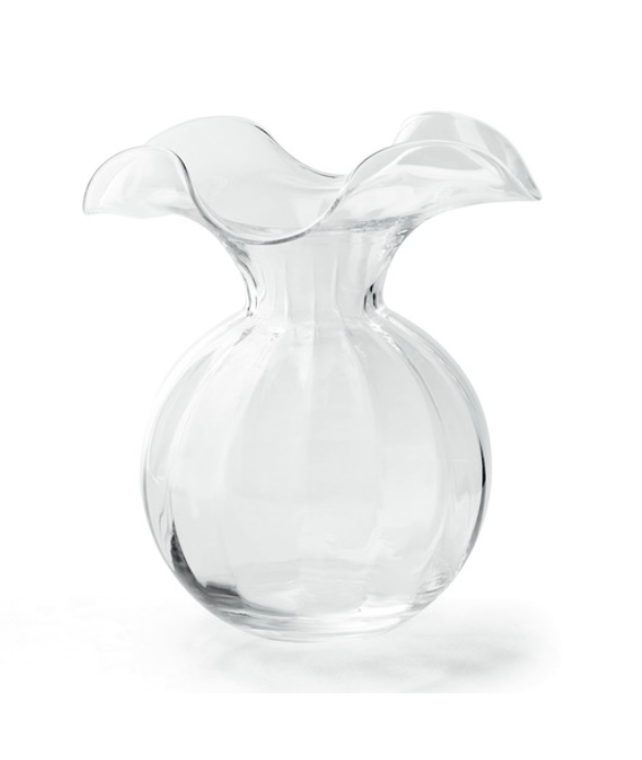 Clear Hibiscus Glass Medium Fluted Vase